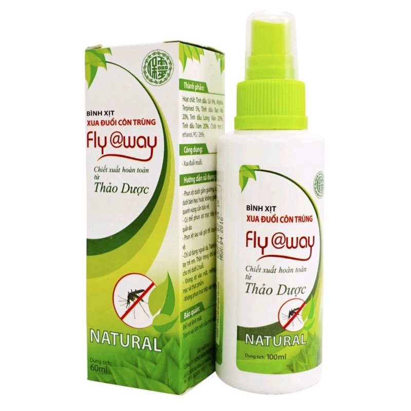 Xịt muỗi côn trùng Flyaway Bảo Linh ⚡ Tặng quà ⚡ Chai 60ml và 100ml Thảo dược thiên nhiên, An toàn, Hiệu quả