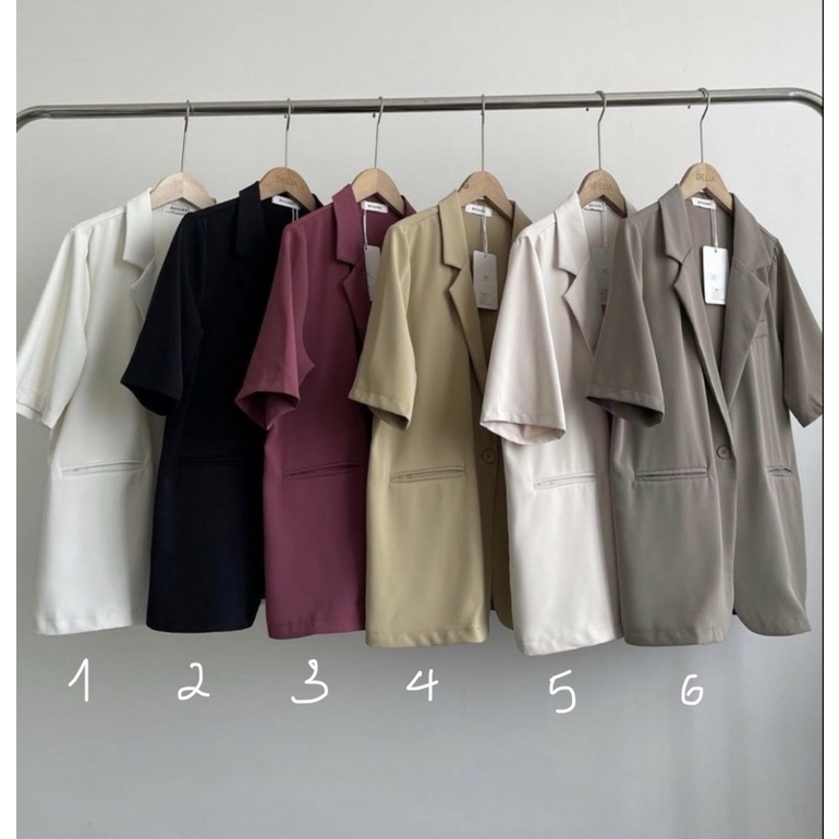 Áo blazer chéo túi cơi đơn giản