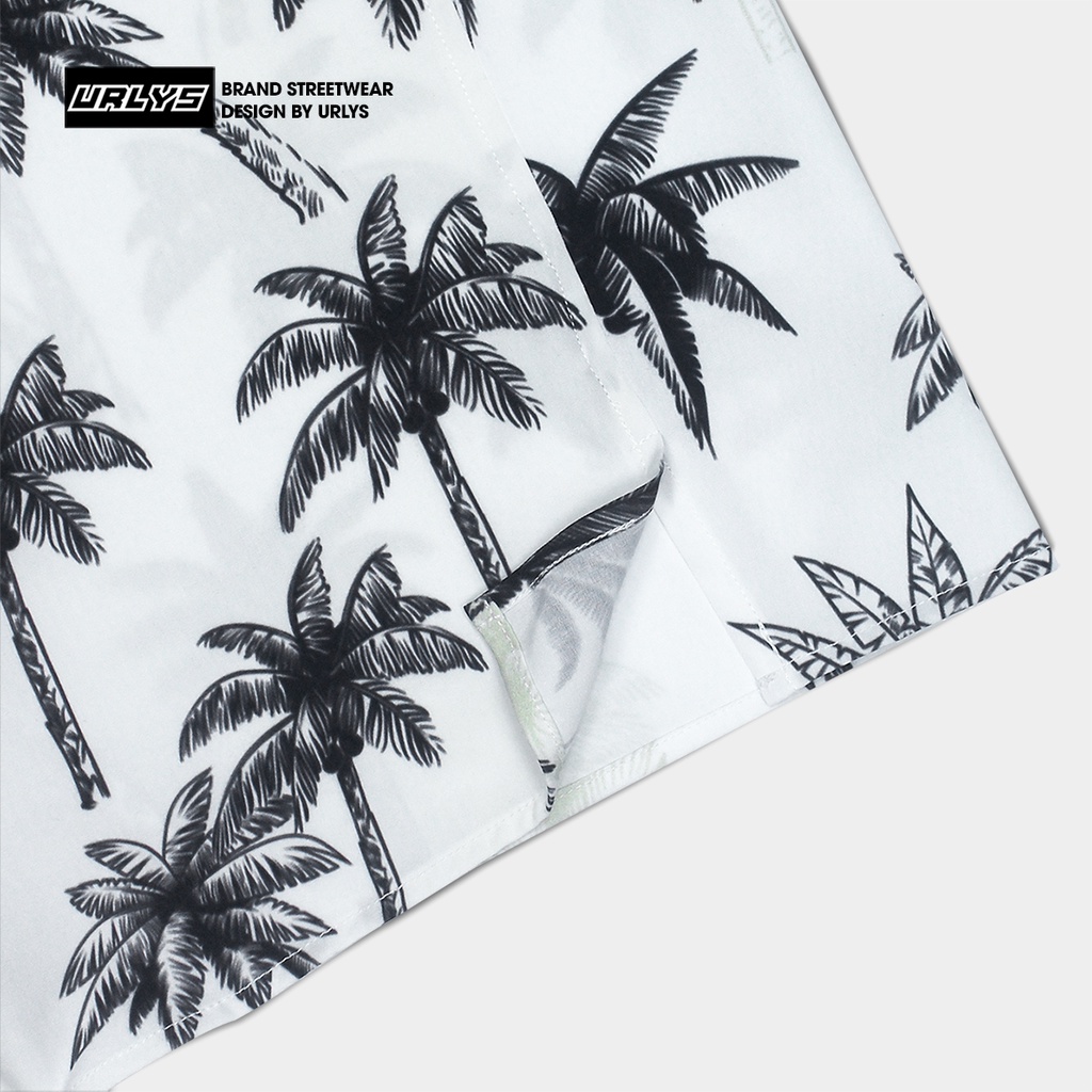 Áo sơ mi tay ngắn nam nữ URLYS form rộng sơ mi họa tiết tay lỡ cổ vest unisex ulzzang WHITE COCONUT