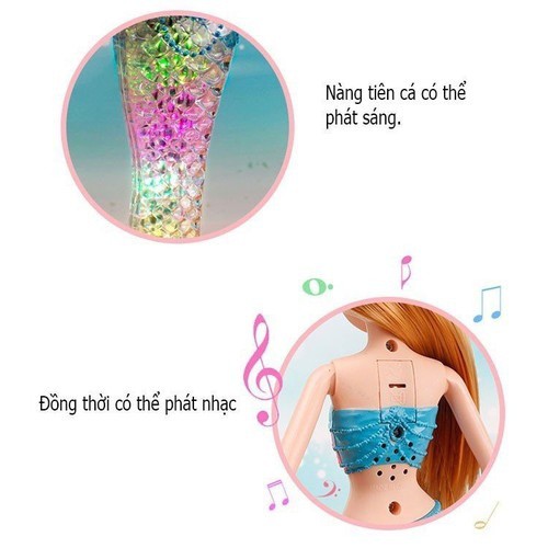 Búp bê nàng tiên cá có đèn LED sáng lấp lánh màu cầu vồng