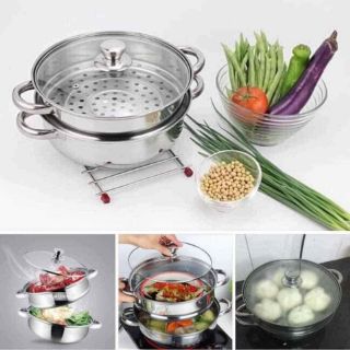 Nồi hấp hai tầng dùng được mọi bếp