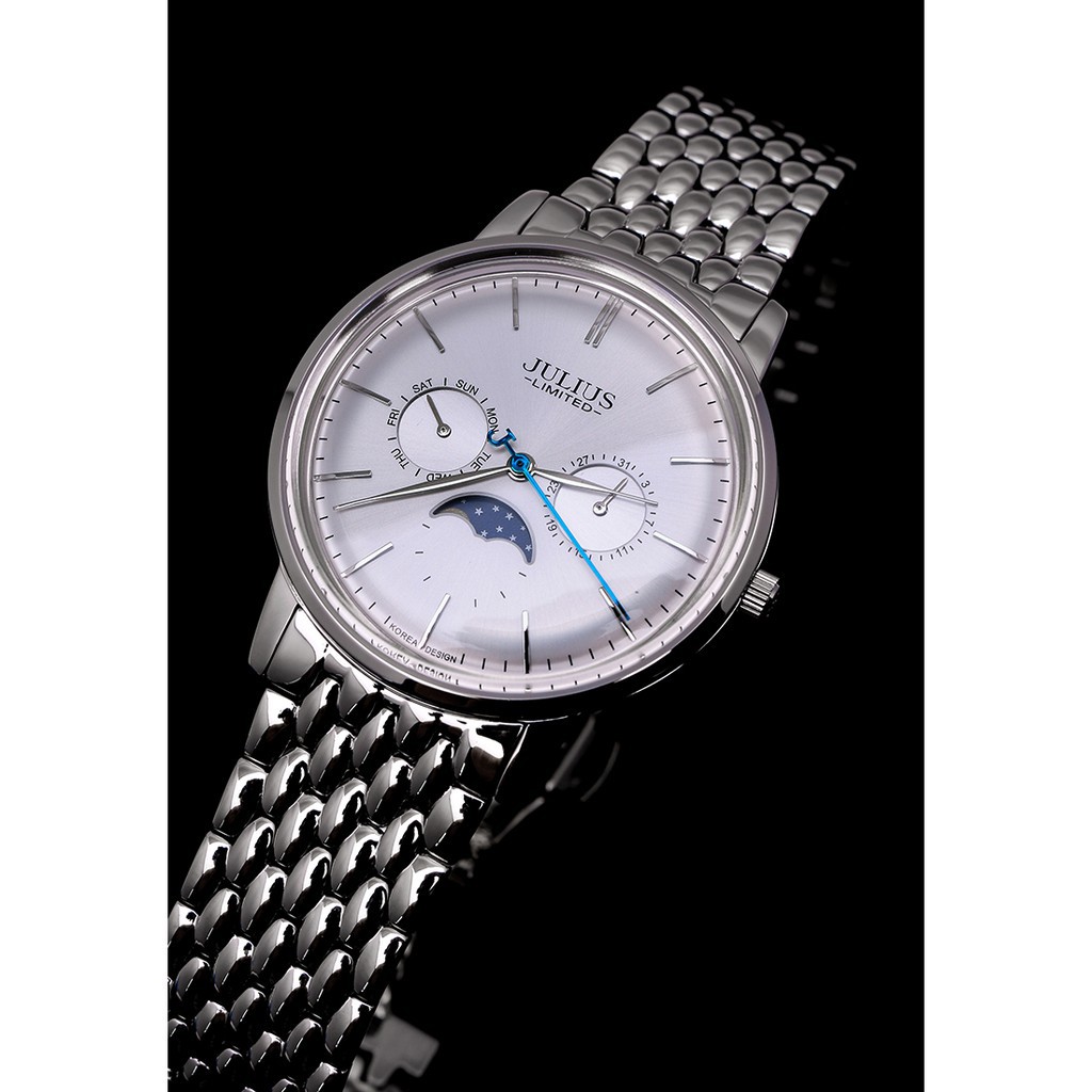 Đồng hồ nam Julius Hàn Quốc JAL-041MA dây thép (Trắng bạc)