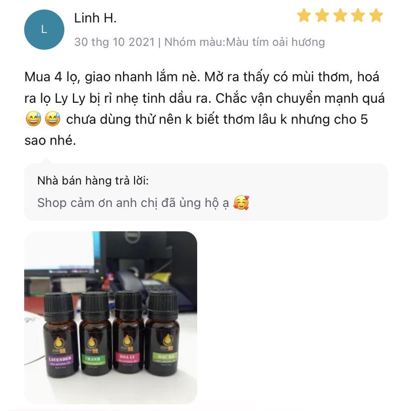 Tinh dầu thiên nhiên cao cấp hương Lavender 10ml dùng cho máy xông tinh dầu, máy khuếch tán tinh dầu