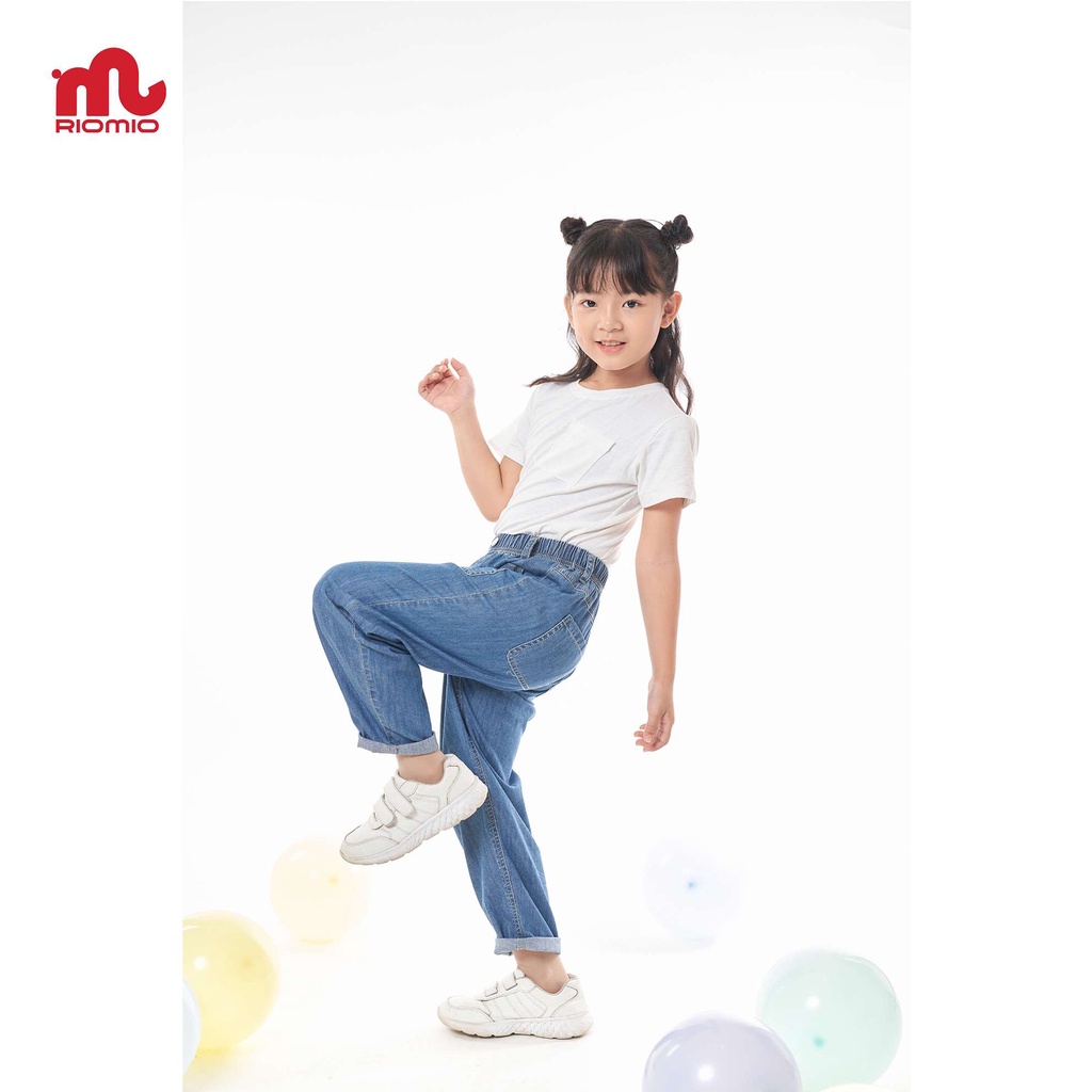 Quần jean cho bé gái 5-12 tuổi (20-50kg) ống suông RIOMIO đồng phục đi học đi chơi 100% cotton USA cao cấp - RO236