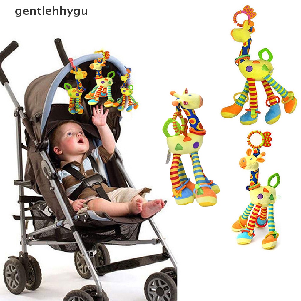 [gentlehhygu] Cute Infant Baby Development Soft Giraffe Animal Handbells Rattles Handle Toys .