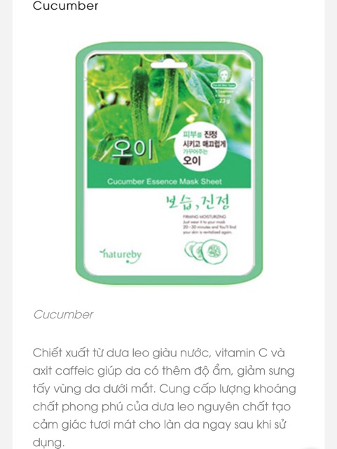 Mặt nạ giấy tự nhiên Natureby 100% make in KOREA