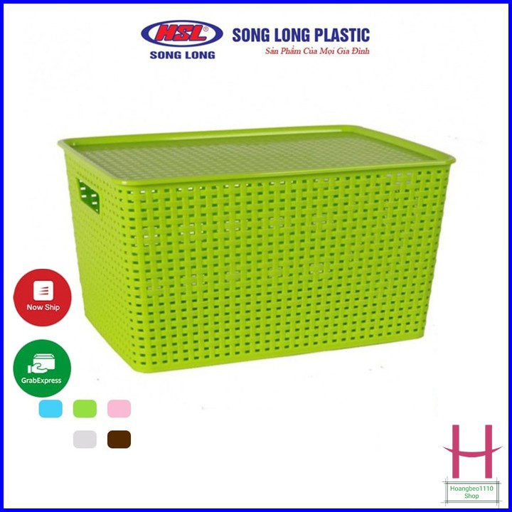 Song Long Plastic Giỏ nhựa đựng đồ có nắp đa năng tiện dụng, nhiều size { H }