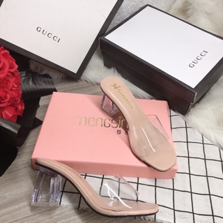 Dép cao gót 5cm mika quai trong suốt . SALE 20% ' $ "