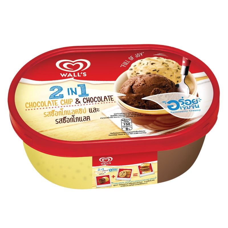 KEM WALL'S 2 IN 1 SOCOLA & CHOCOCHIP HỘP LỚN