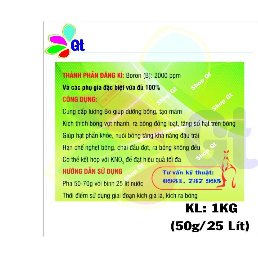 (Shop Gt20) Siêu ra bông xoài 100 -Thương hiệu KANGURU - Chuyên dùng để xử lý ra hoa xoài nghịch vụ _KL:1Kg