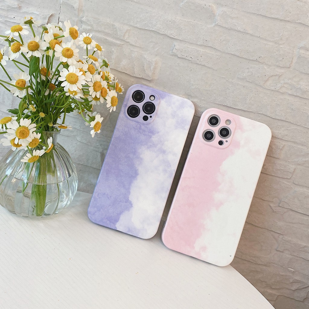 Ốp điện thoại in hình đám mây màu hồng tím thích hợp cho iPhone 7/8 Plus SE2 x xs xs max 11 12 pro promax