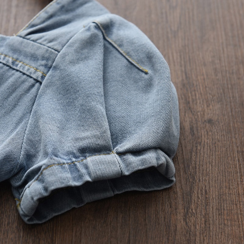 Đầm denim BEAR LEADER tay ngắn thời trang mùa hè 2022 cho bé 3-7 tuổi
