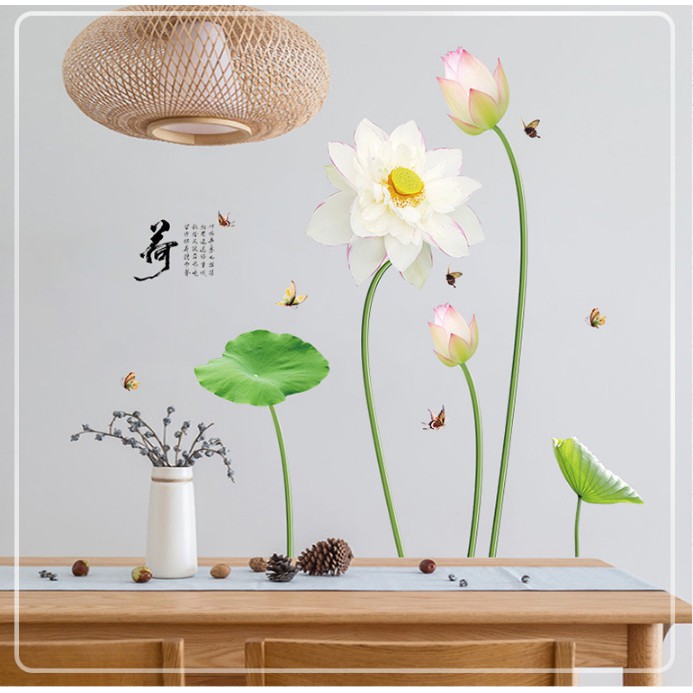 Decal trang trí Hoa Sen Trắng thanh nhã