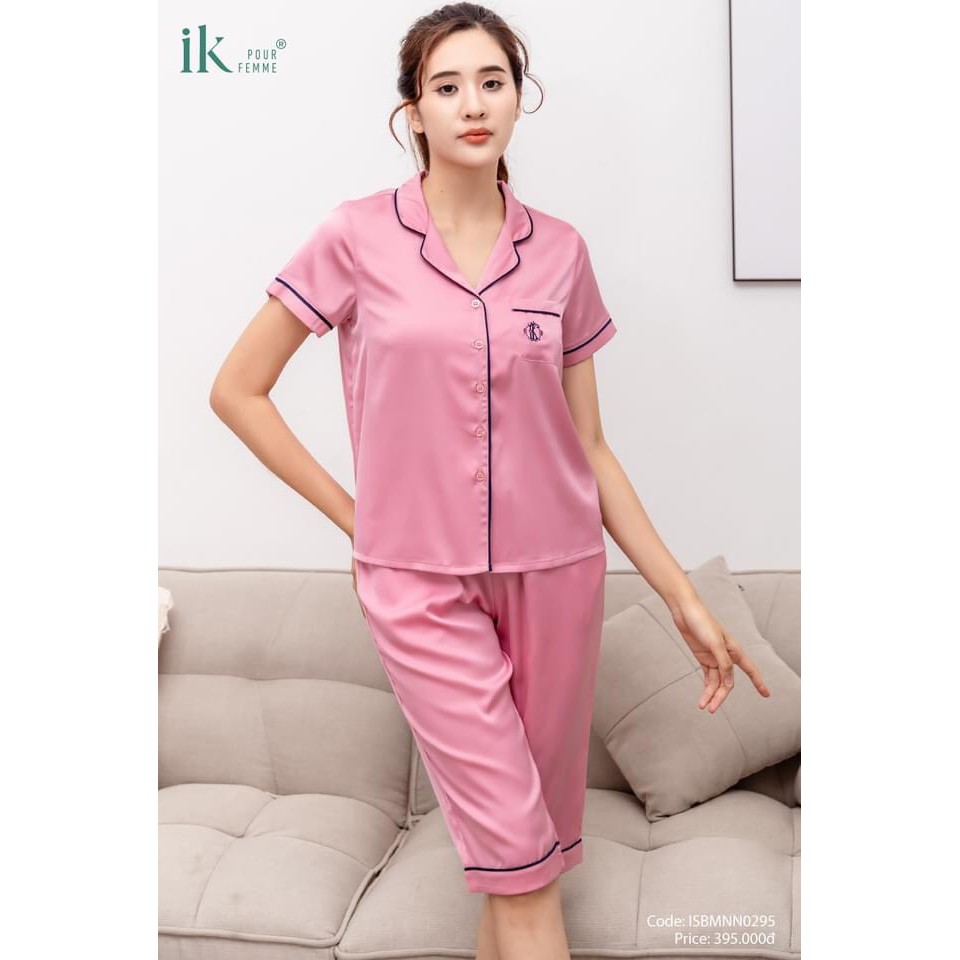 Bộ lụa pijamas quần ngố áo cộc IK -0295