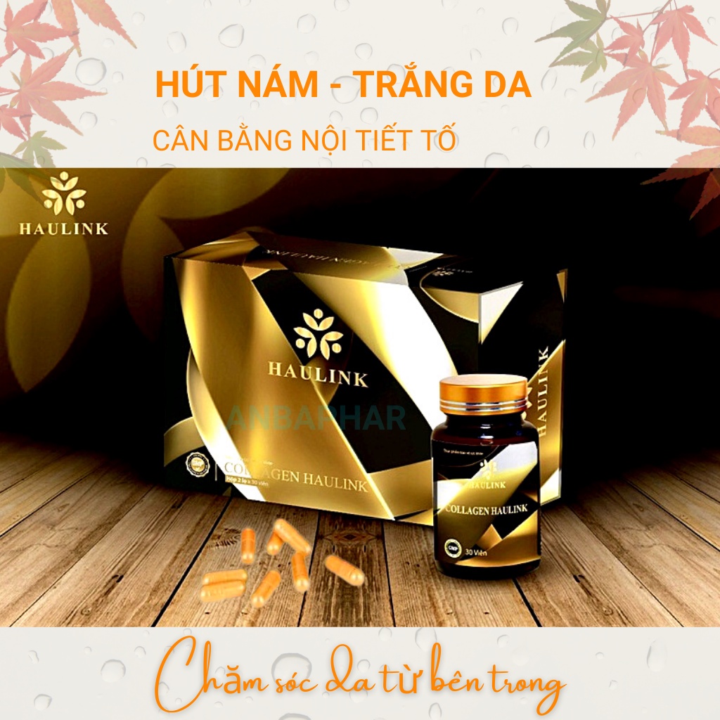 Viên uống Collagen Haulink mờ nám tàn nhang, làm chậm quá trình lão hóa, cân bằng nội tiết tố - hộp 2 lọ x 30 viên