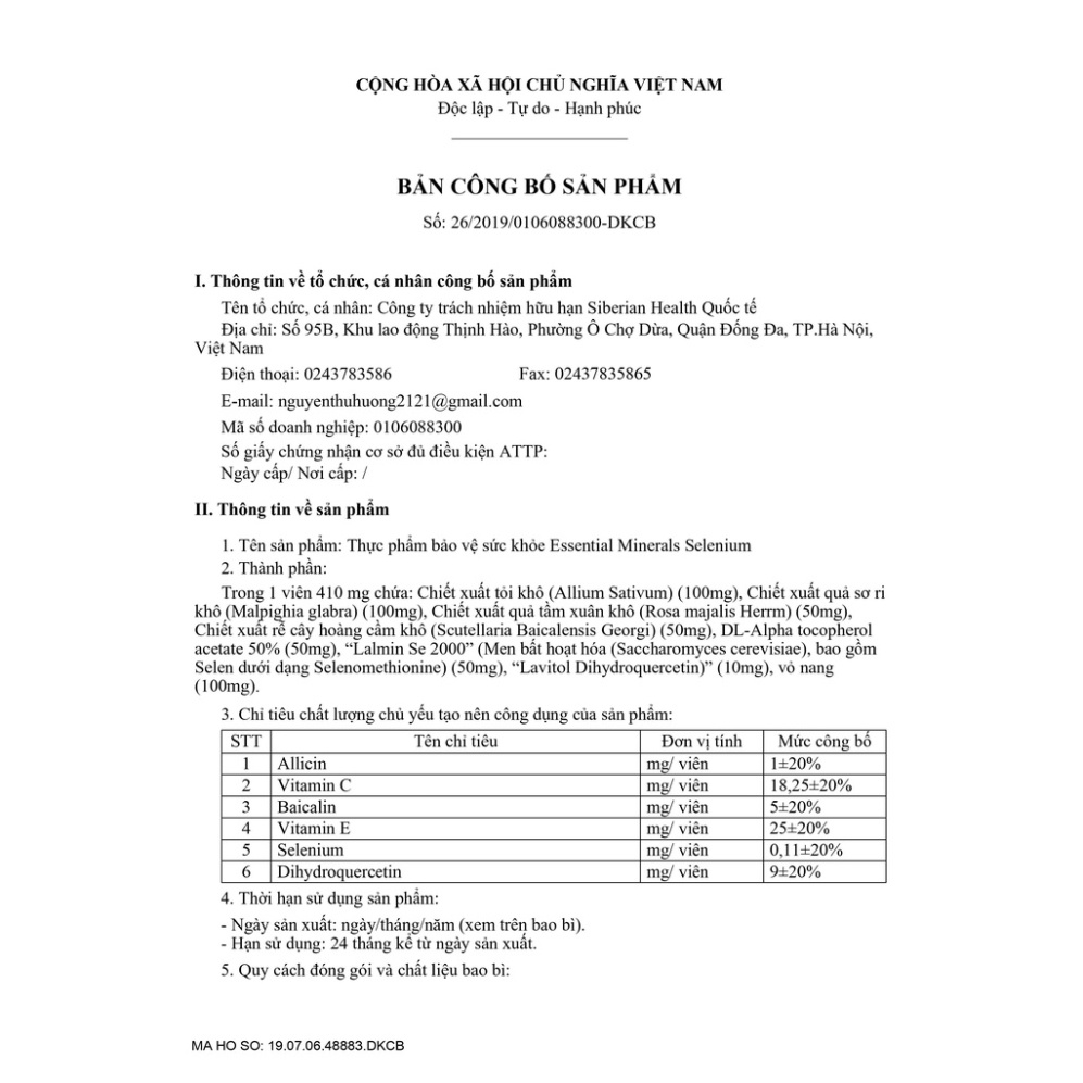Thực phẩm bảo vệ sức khỏe Essential Minerals Selenium – 60 viên/lọ