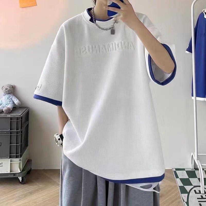 Áo phông nữ  áo đôi áo nam Hàn Quốc Màu sắc rắn simple áo thun nam cổ tròn áo bigsize mùa hè áo thun unisex