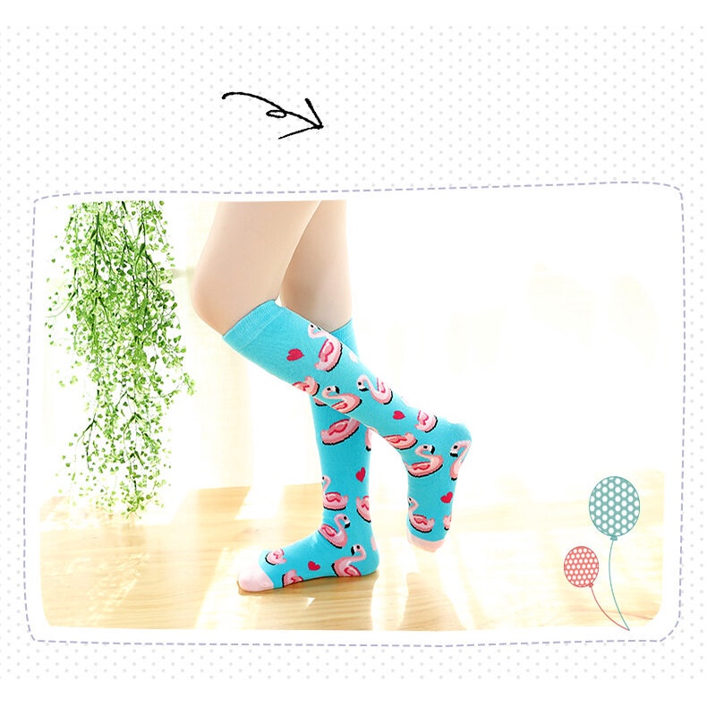 Vớ Cotton Họa Tiết Sọc Hoạt Hình Cho Bé Gái