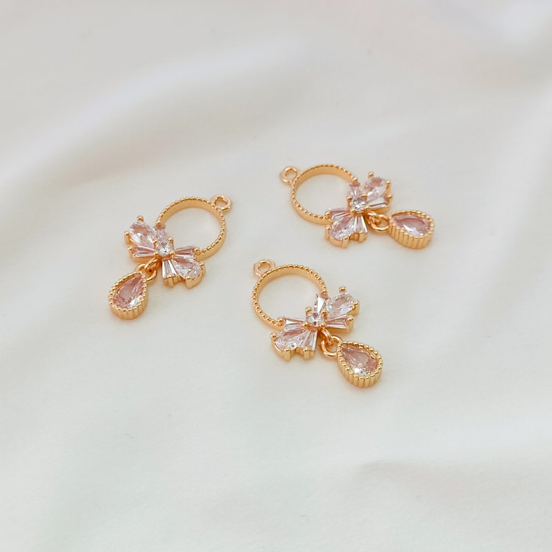 Mặt Dây Chuyền Hình Hoa Sen Đính Đá Zircon 14K Nhiều Màu Sắc DIY