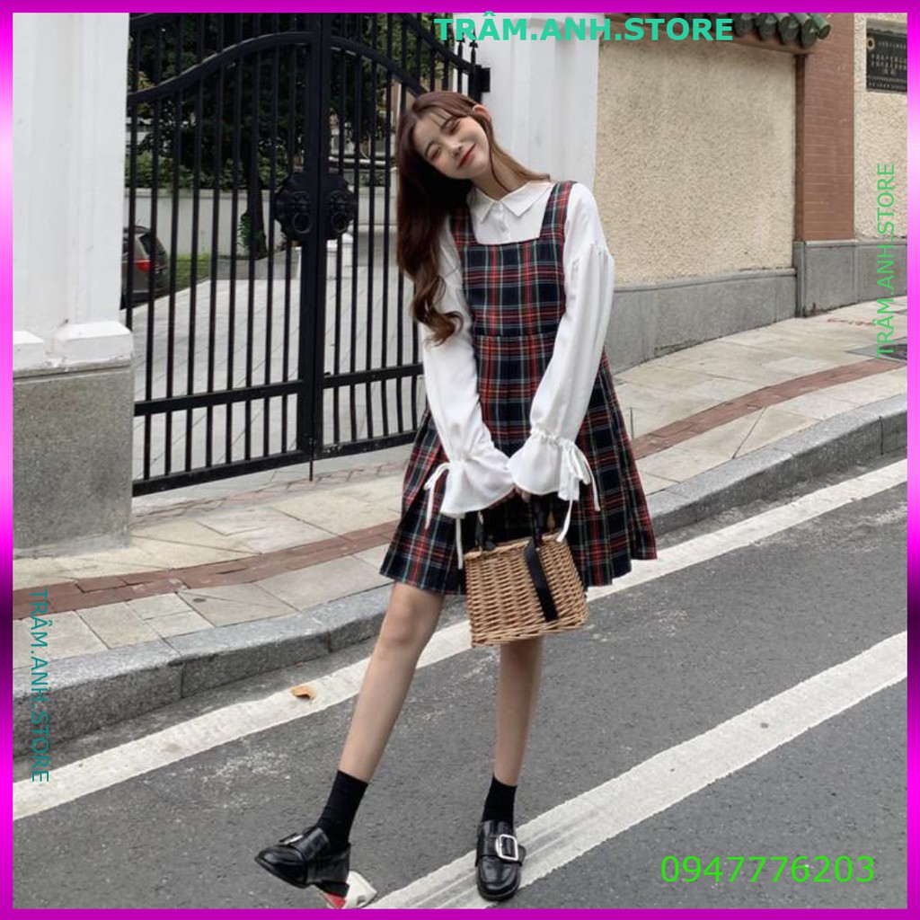 VÁY YẾM BABYDOLL CARO NỮ - ĐẦM MINI 2 DÂY BẢN TO KẺ SỌC ĐỎ ĐEN ULZZANG 👗 👑