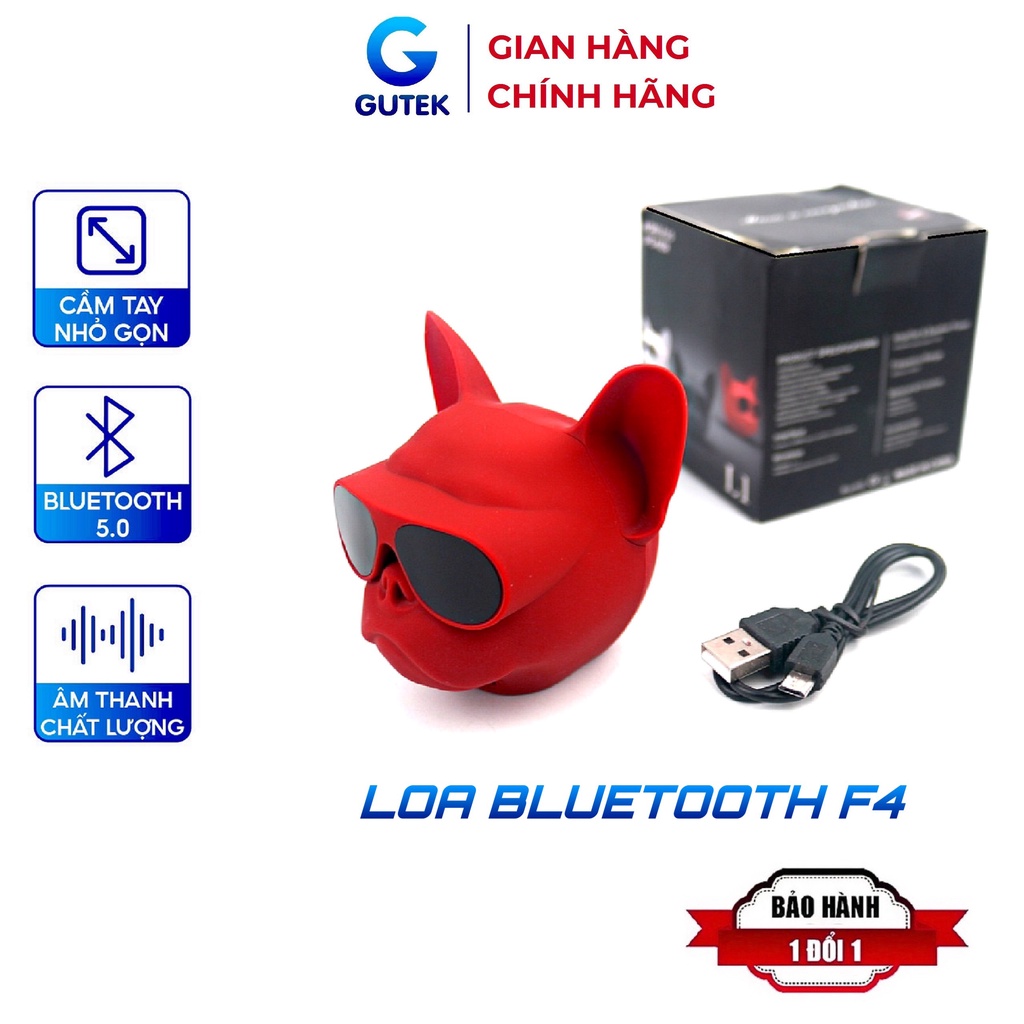 Loa bluetooth mini hình đầu chó Bull nghe nhạc thẻ nhớ có dây đeo - Gutek F4 | BigBuy360 - bigbuy360.vn