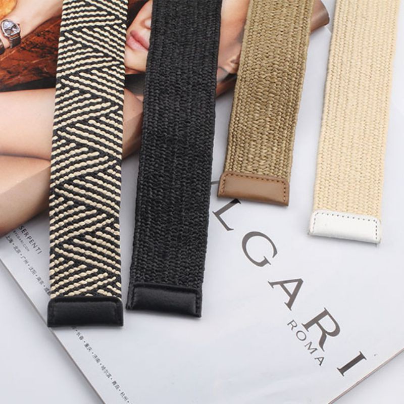 [Baywellfashion]Women Girls Fashion Casual All-match Cotton And Linen Weaving Square Buckle Dress Decorative Belt | BigBuy360 - bigbuy360.vn