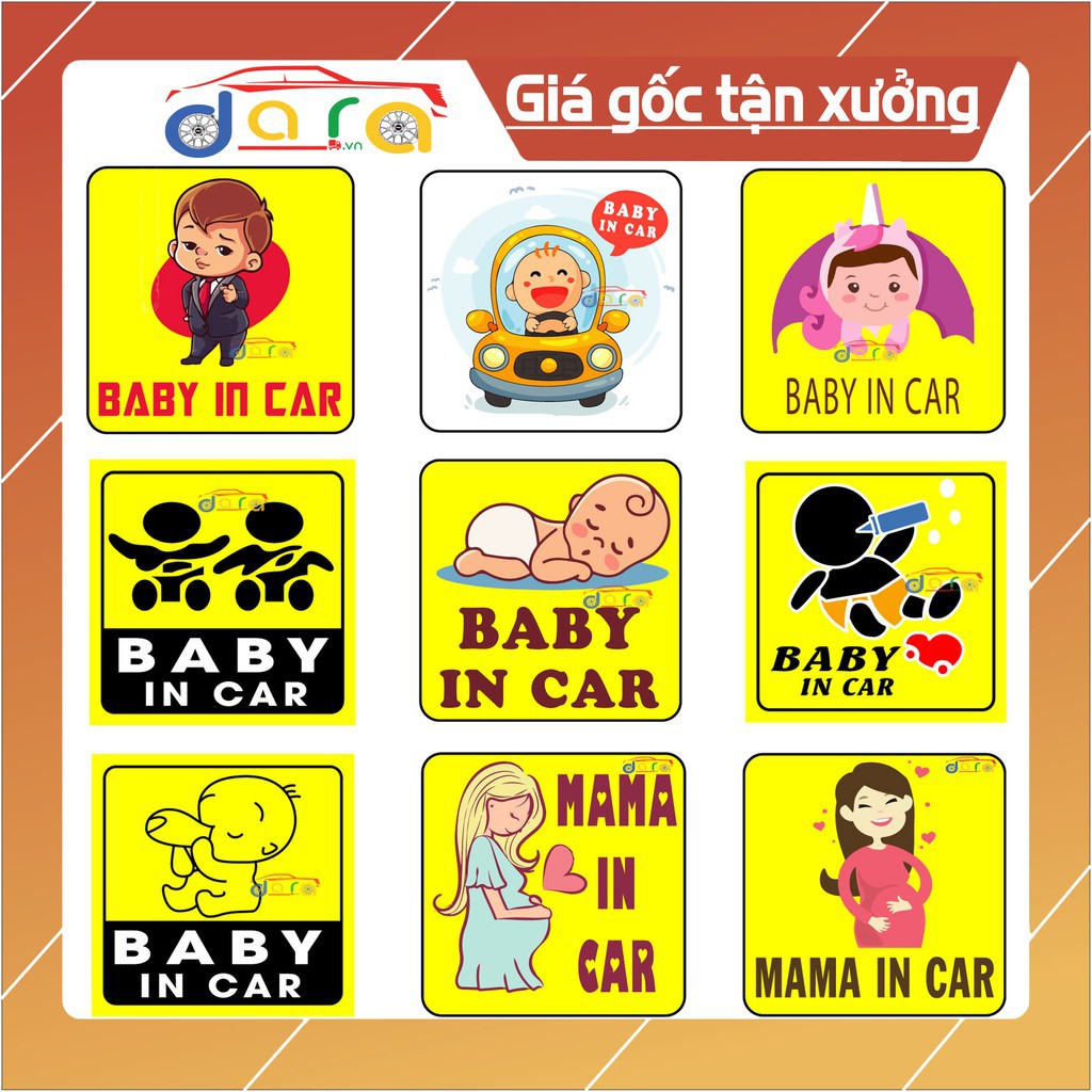 Decal dán xe ô tô BABY IN CAR ( nhiều mẫu mã)