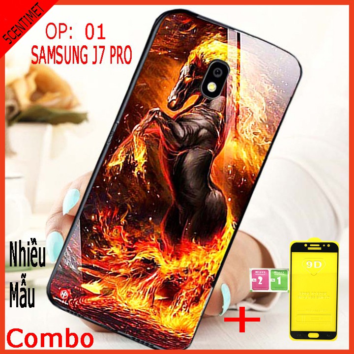 COMBO ốp lưng samsung j7 pro (combo 1 ốp lưng kính 3D siêu sang và 1 kính cường lực FULL màn hình ) 5centimet