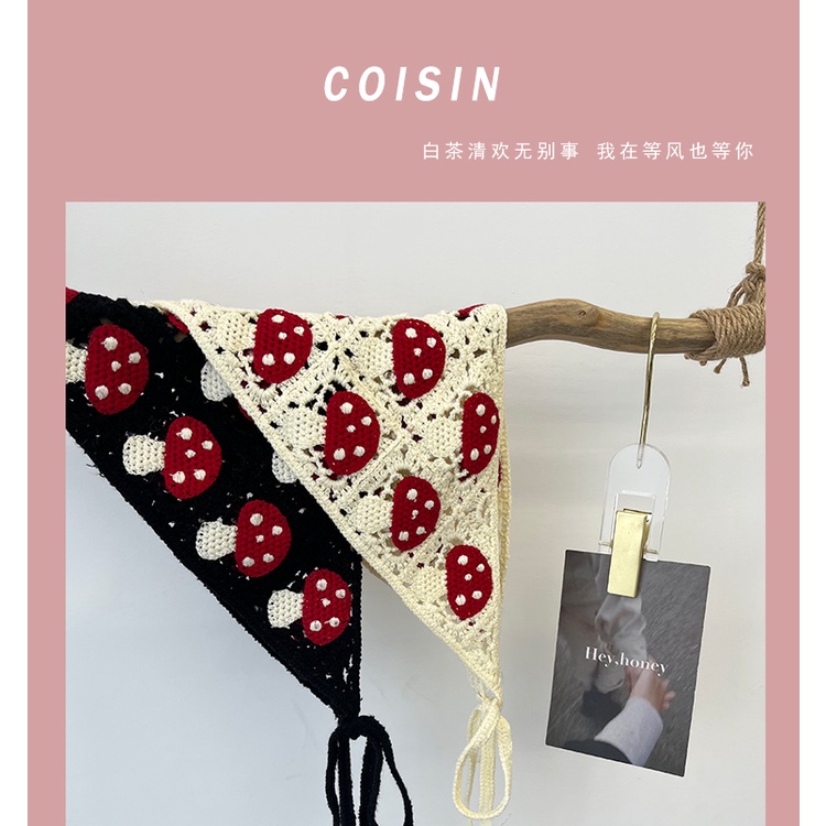 Băng Đô Đan Móc Handmade Hình Nấm Nhỏ Dễ Thương Phong Cách Nhật Bản