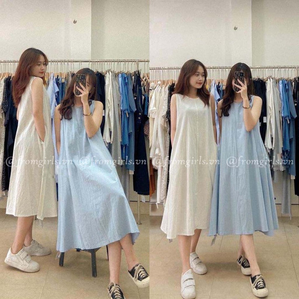 Váy maxi sát nách, đầm maxi đũi xòe basic - V29FG