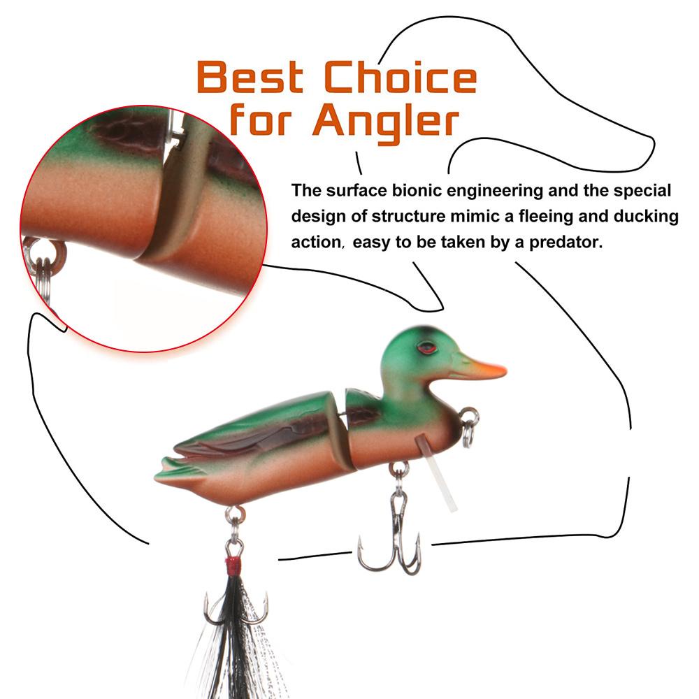 MUVAKO Mồi Câu Cá Giả Hình Con Vịt 3D Sống Động
