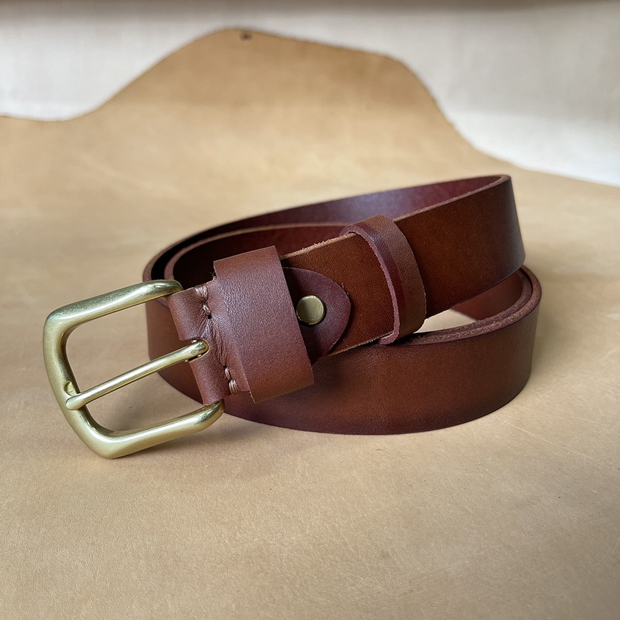 Dây Nịt Nam Chất Liệu Da Bò Nguyên Tắm Khóa Đồng Cao Cấp TM844 Rộng 3.4Cm Hai Màu Đen Nâu BH 24 Tháng Kèm Hộp Như Hình
