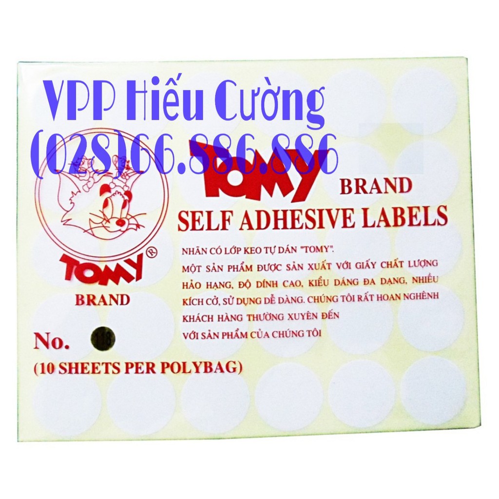 Giấy dán nhãn Tomy. Do VPP Hiếu Cường cung cấp