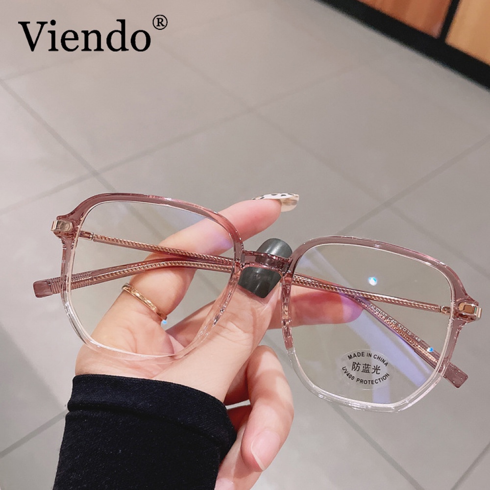 Kính mắt gọng vuông VIENDO đổi màu chống ánh sáng xanh và tia UV phong cách Hàn Quốc thời trang Cho Nam Nữ(có thể cắt cận thị ống kính)