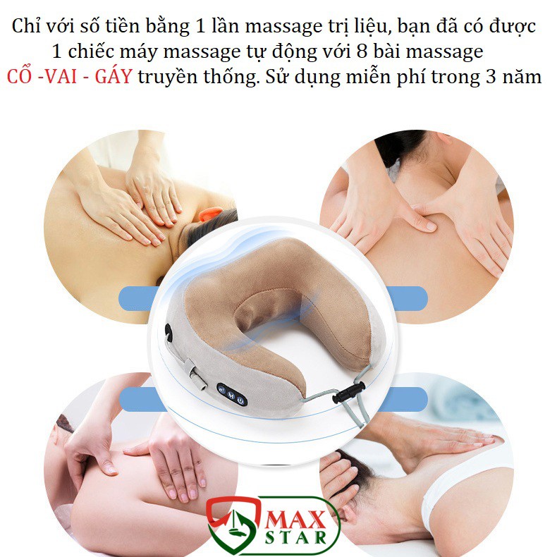 [BẢO HÀNH CHÍNH HÃNG] Gối massage trị liệu cổ vai gáy chữ U hồng ngoại đa năng chính hãng Máy massage cổ vai gáy ✅