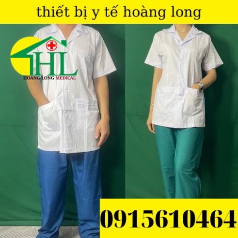 Áo Blouse bác sĩ dáng ngắn - tay cộc nam, nữ các size S M L XL