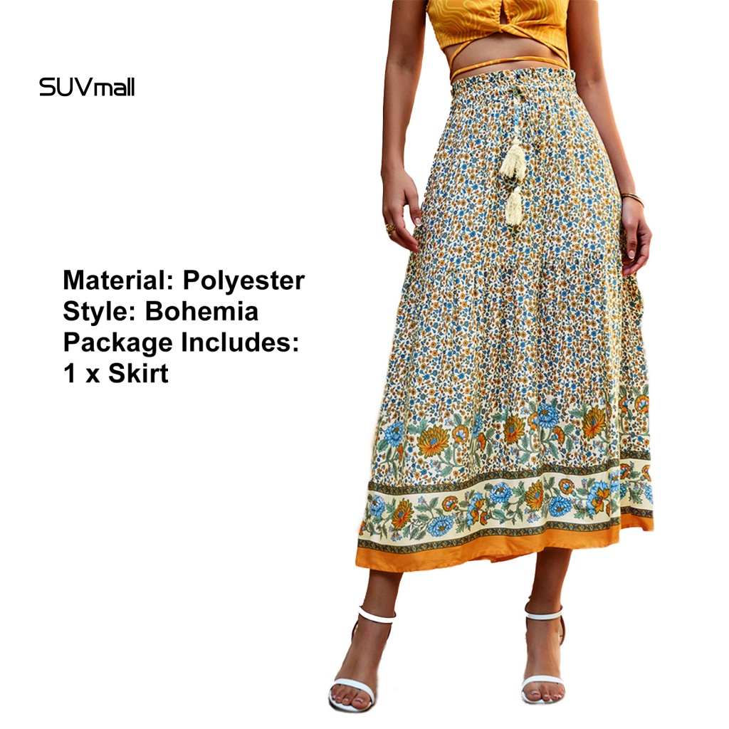 Chân Váy Dài Họa Tiết Hoa Phong Cách Boho Thời Trang Mùa Hè Thoải Mái