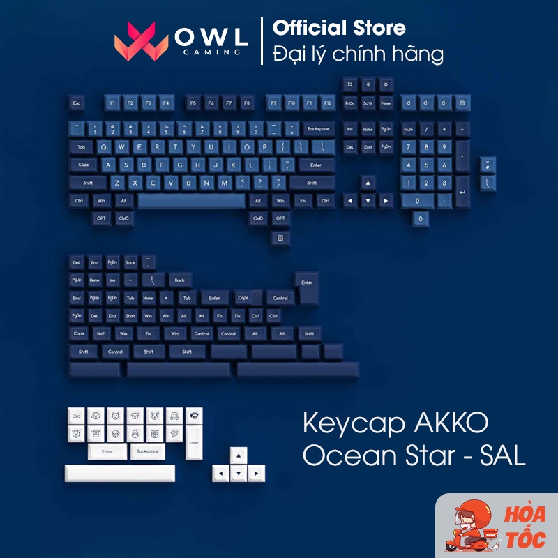 Set keycap AKKO Ocean Star (ABS Double-Shot / SA-Leveled profile / 195 nút) - Hàng chính hãng