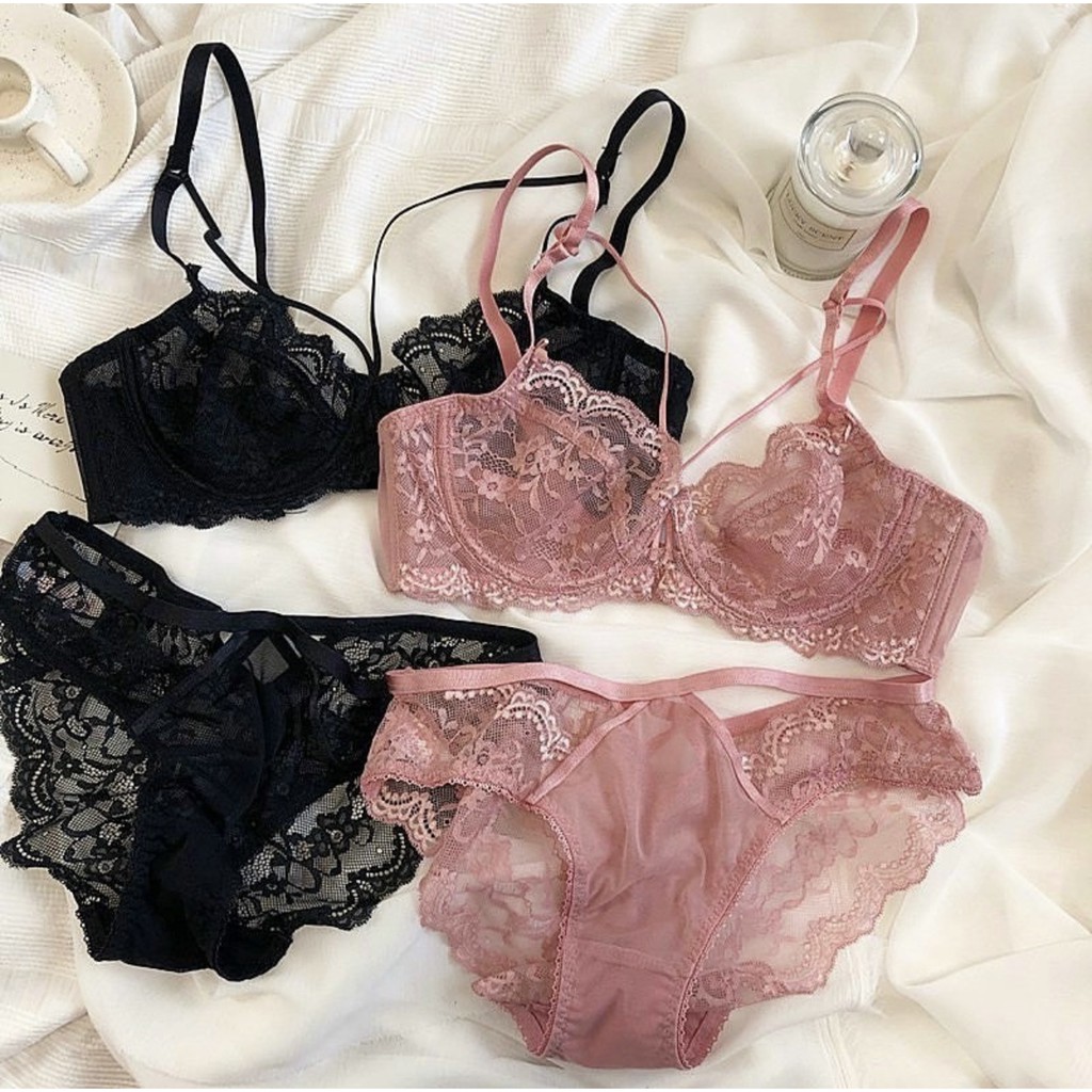 Bộ Đồ Lót Ren Xuyên Thấu Có Gọng Không Đệm Dây Đan Chéo Ngực Siêu Sexy Lacy Bra - B05 | BigBuy360 - bigbuy360.vn