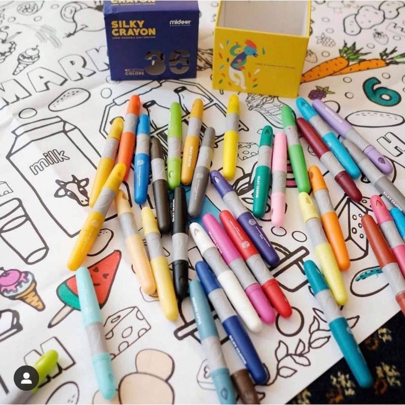 bút sáp màu lụa 12 - 24 - 36 màu Silky Crayon hãng Mideer an toàn, dễ giặt, dễ lau chùi cho bé sáng tạo