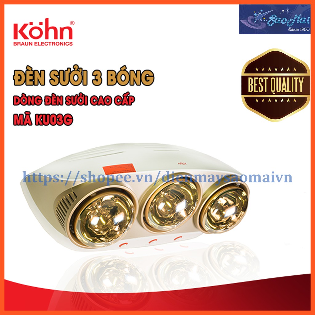 Bảo hành chính hãng - Đèn sưởi nhà tắm Braun Kohn Luxury KU03G