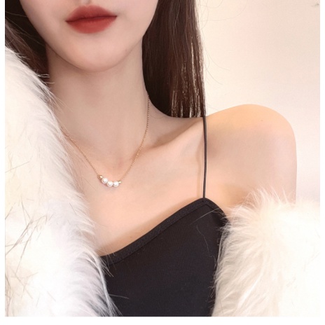 Vòng cổ mạ vàng chuỗi 3 hạt ngọc phong cách thời trang quý phái shop Phụ Kiện Tiên Tiên