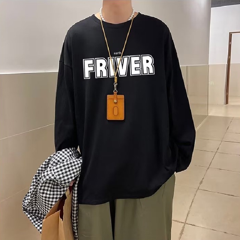 Áo Thun Tay Dài Dáng Rộng In Chữ Phong Cách Hip Hop Đường Phố Hàn Quốc Thời Trang Cho Nam Và Nữ size M-5XL