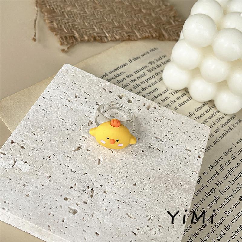 🌈Nhẫn Nhựa Resin Mềm Mại Kiểu Hàn Quốc Họa Tiết Ếch Dễ Thương Cho Bé Gái