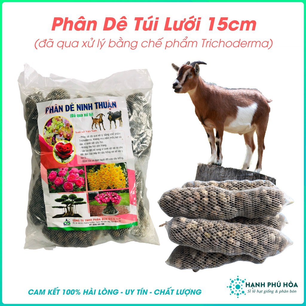 16 Túi Phân Dê Vi Sinh Túi Lưới 15cm (Đã Qua Xử Lý Trichoderma) - Phân Bón Cho Hoa Lan, Hoa Hồng & Cây Kiểng