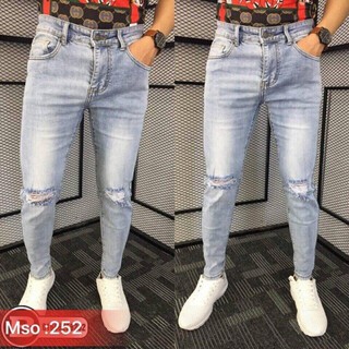 Quần jean nam cao cấp rách gối wash màu cực chuẩn