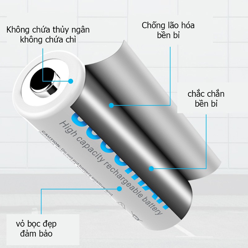 Pin sạc AA loại tốt dung lượng thực 1200mAh chính hãng Beston