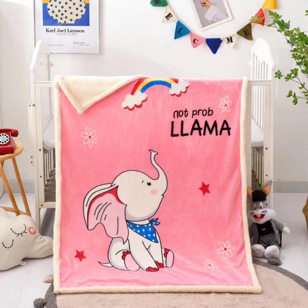 Chăn lông cừu cho bé loại dày nhiều mẫu, chăn cho bé đi học đến trường - (Size 1m3 x 90cm siêu ấm)