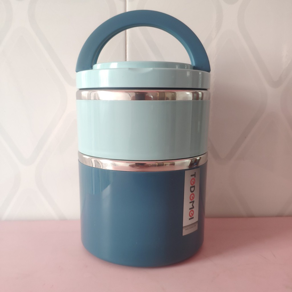 Cà mên giữ nhiệt 2 ngăn inox 2 lớp TEDEMEI - Cặp lồng cơm giữ nhiệt 2 ngăn | BigBuy360 - bigbuy360.vn