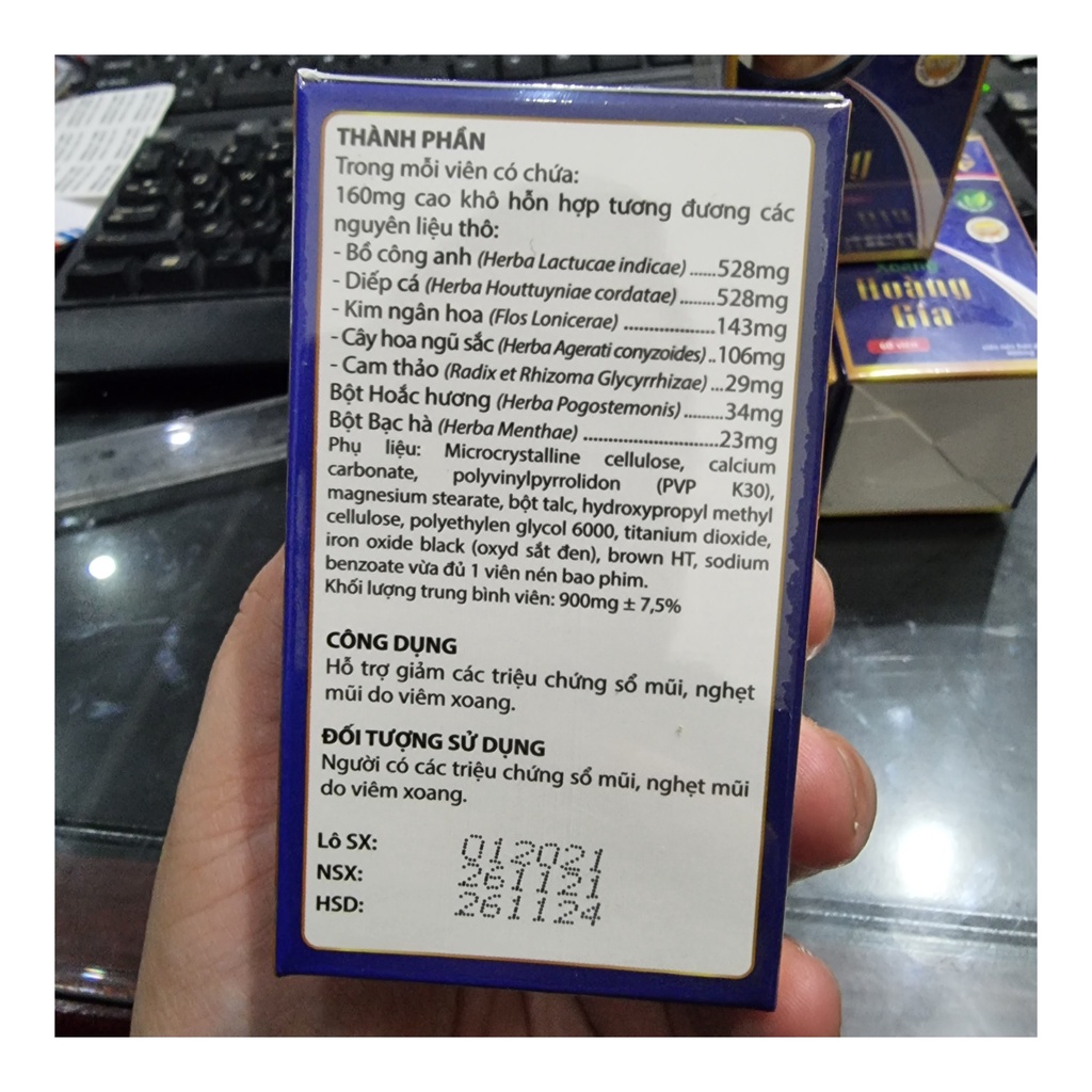 [CHÍNH HÃNG] VIÊN UỐNG XOANG HOÀNG GIA, Viêm mũi dị ứng, viêm xoang, xoang mủ, viêm xoang đau nhức trán, chảy mủ